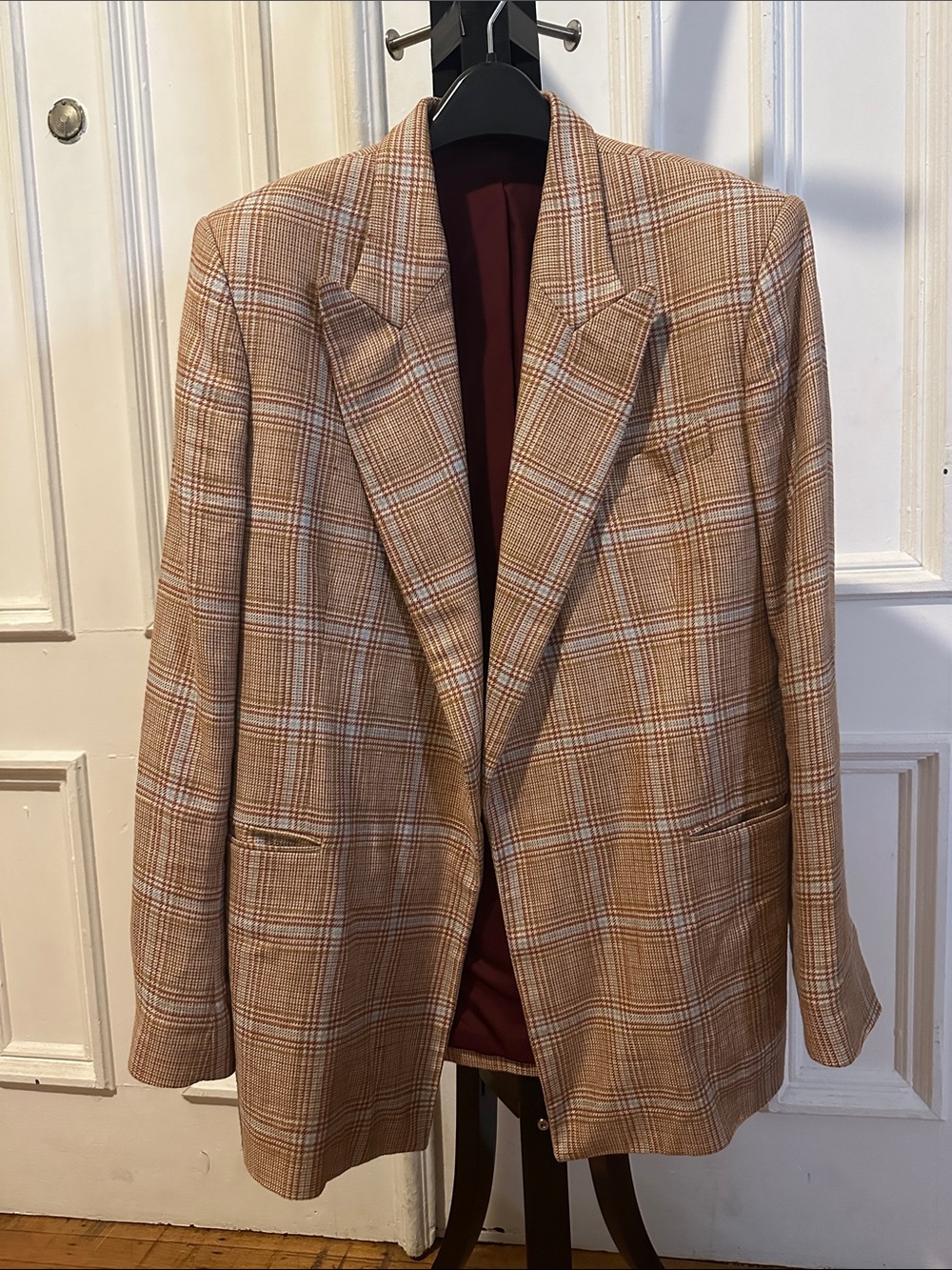 Men's Tan Plaid Blazer - Classic Tailored Sport Coat